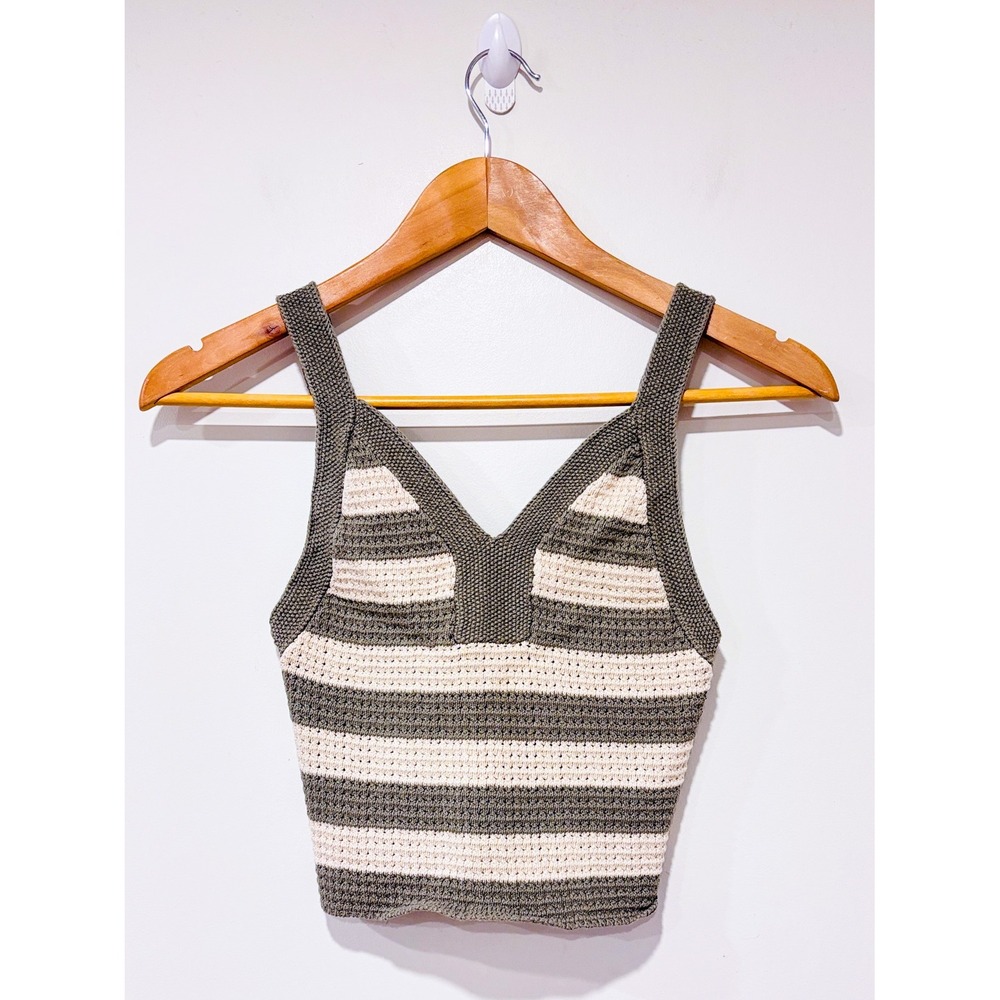 NOBO Green striped knit crop tank | Cottagecore Casual | X-Small